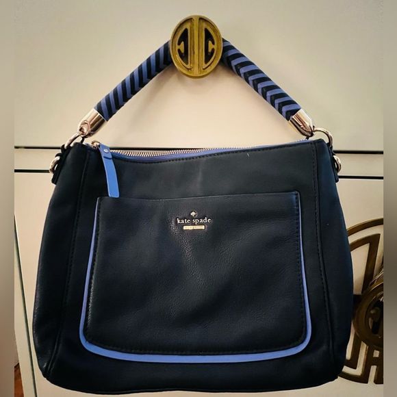 Kate Spade Navy Blue Leather Small Wood Drive Harris Shoulder Bag  - NOT WORN - Picture 5 of 8
